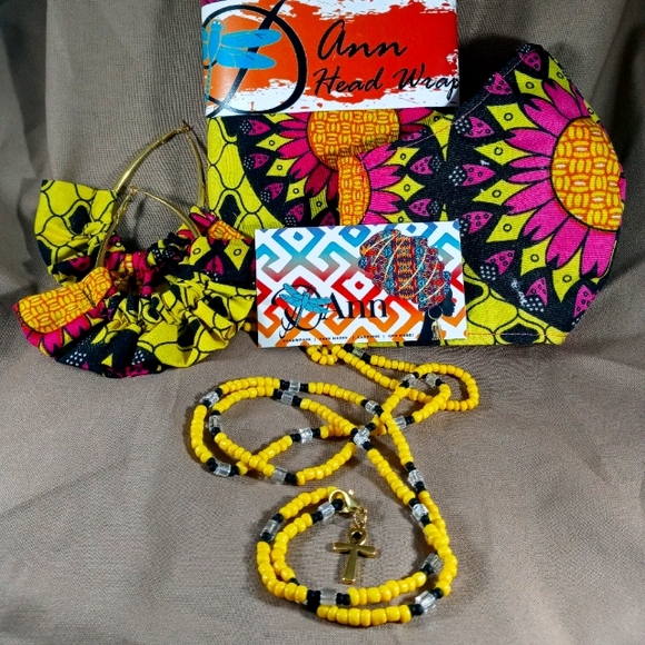 HeadWrap Set with waist bead set - Picture 1 of 3